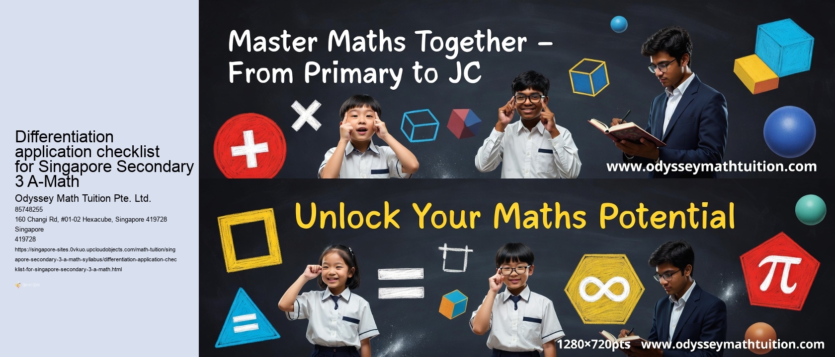 Differentiation application checklist for Singapore Secondary 3 A-Math