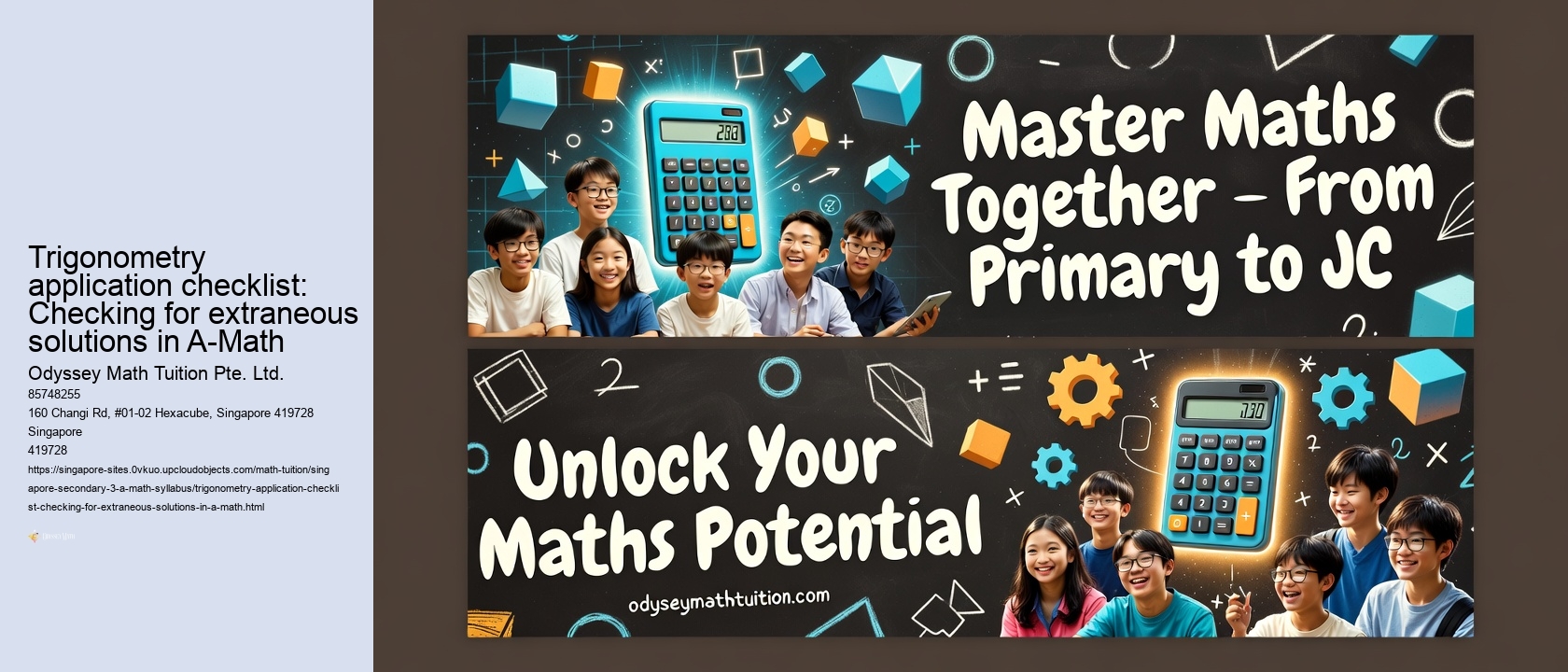 Trigonometry application checklist: Checking for extraneous solutions in A-Math